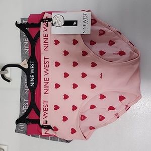 Womens Pink Gray Hearts Panties Set Of 3 Size Small Petite NWT